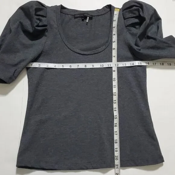 English Factory Pleated Puff Sleeve Top Blouse Size XS Gray Womens - Picture 7 of 9